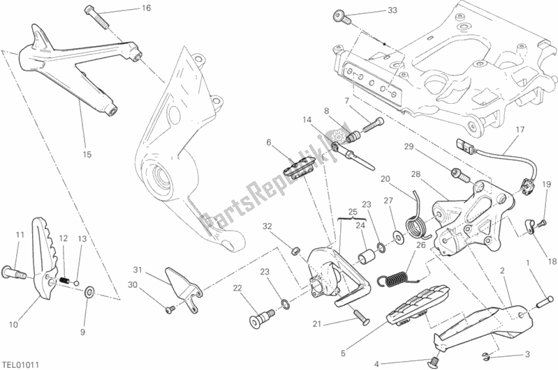 All parts for the Footrests, Right of the Ducati Diavel Xdiavel S 1260 2016